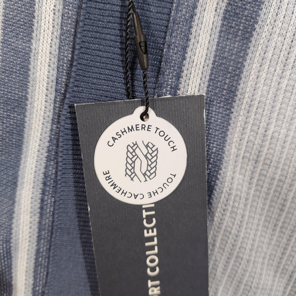 Report Collection Shirt Mens Medium Blue Striped Knit Button Front Sweater - Picture 7 of 14
